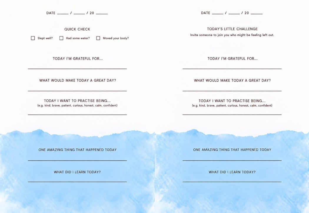 A daily entry: a spread from The Gratitude Journal for Kids