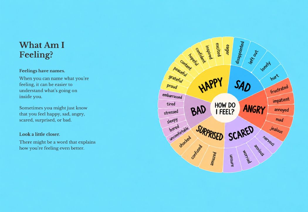 What am I feeling?: a spread from The Gratitude Journal for Kids