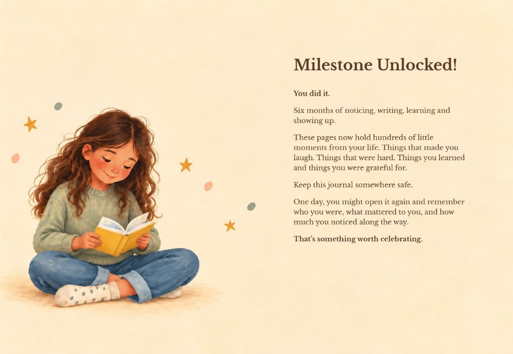 Milestone unlocked: a spread from The Gratitude Journal for Kids
